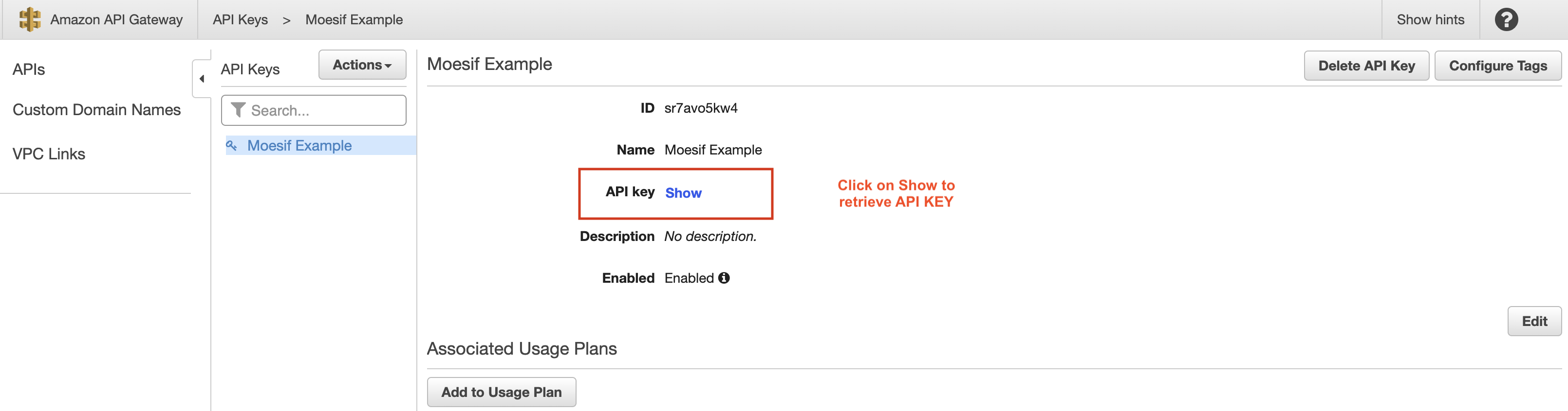 Usage Plan setup